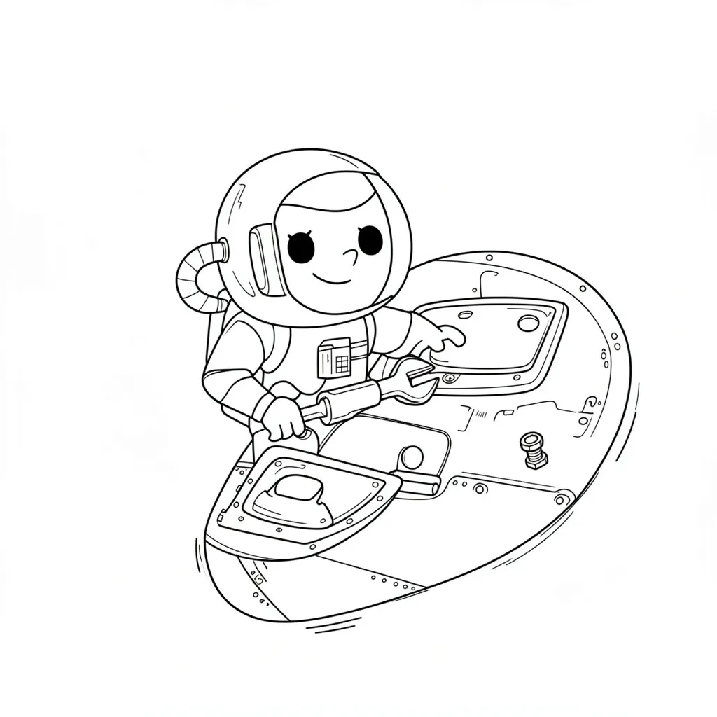 Космонавт чинит корабль