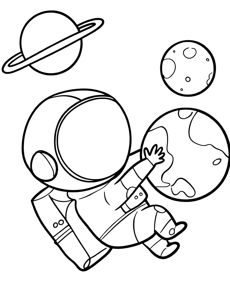 Космонавт держит планетку