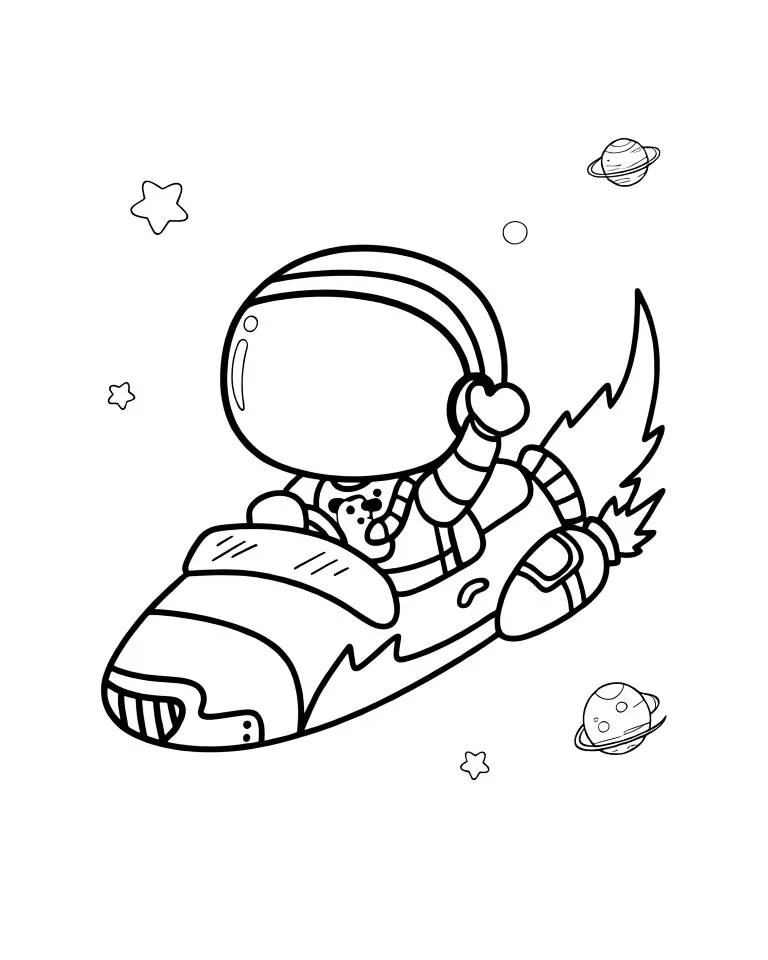 Космонавт летит на своем корабле