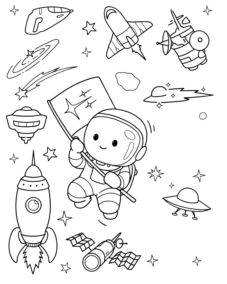 Космонавт с флагом