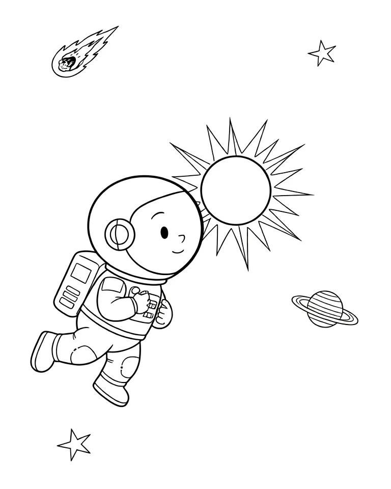 Космонавт смотрит на Солнце