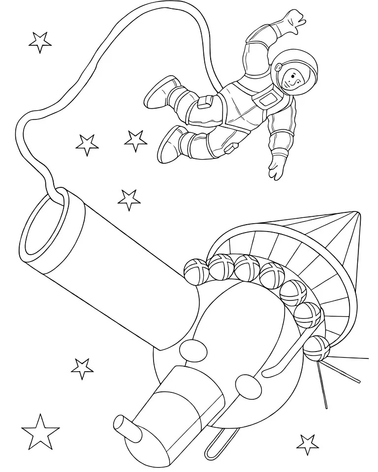 Космонавт за бортом "Восход-2"