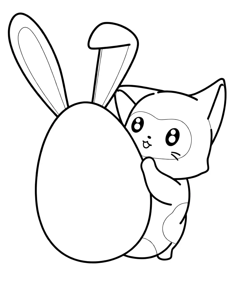 Кот держит яйцо с ушками