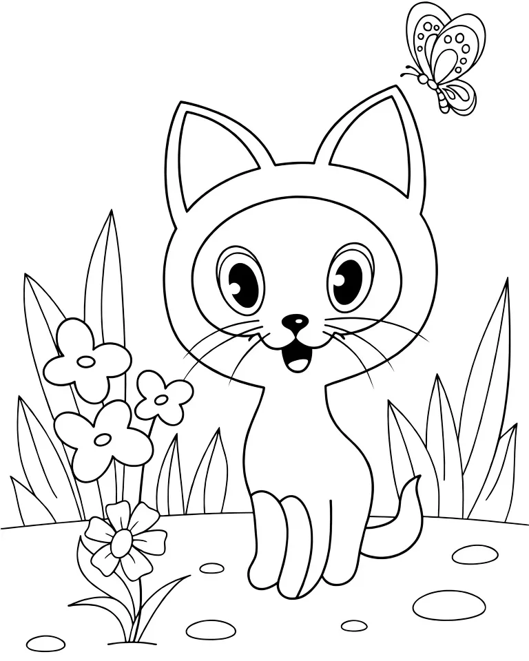 Котенок Гав на лужайке