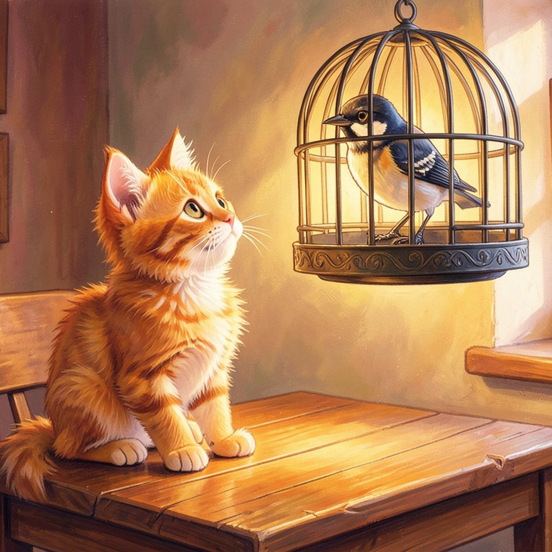 Котёнок и Скворец