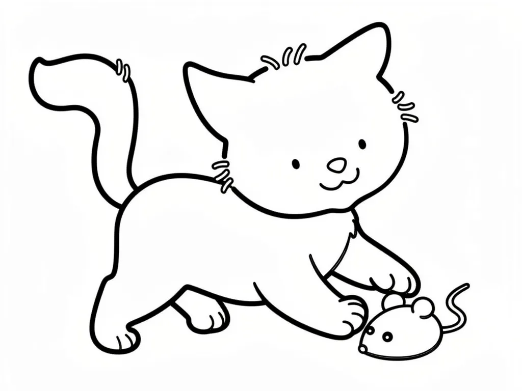 Котенок играет с мышкой