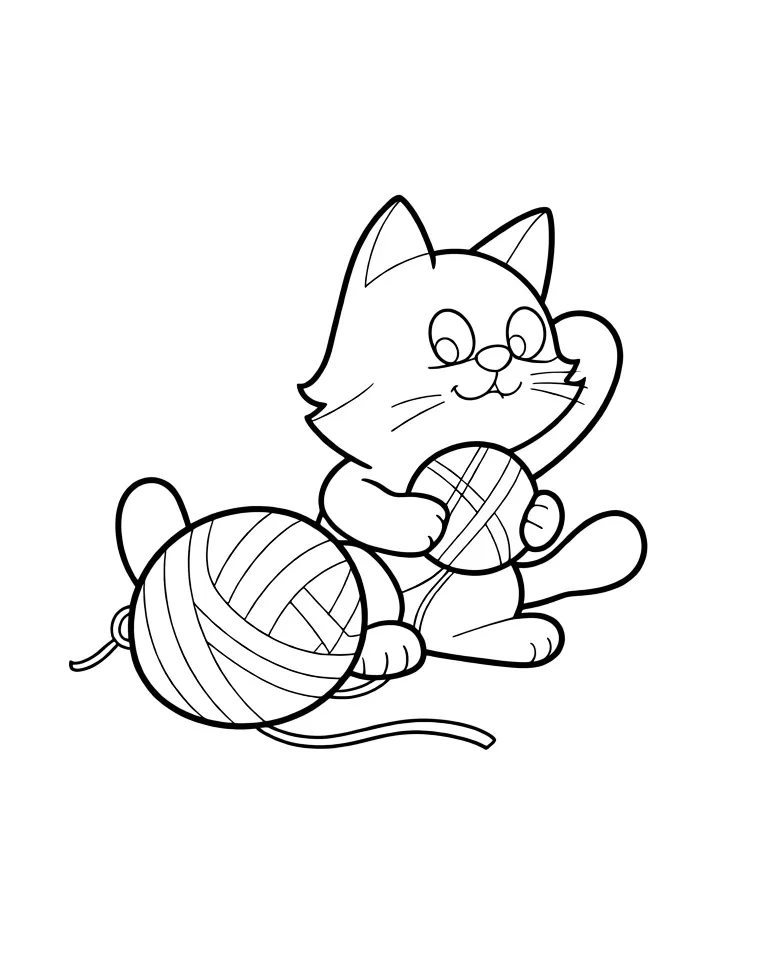 Котёнок с клубочком пряжи