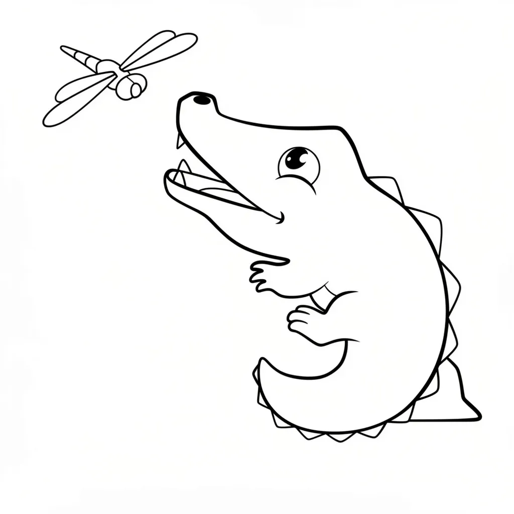 Крокодил увидел стрекозу