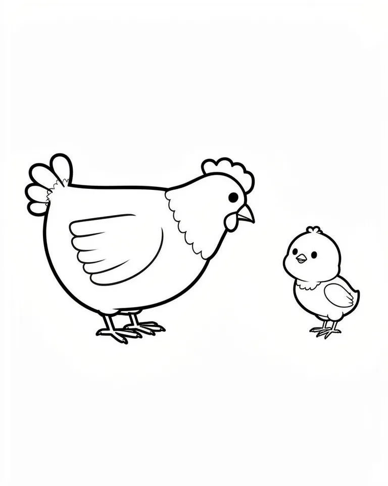 Курица и ее маленький цыпленок