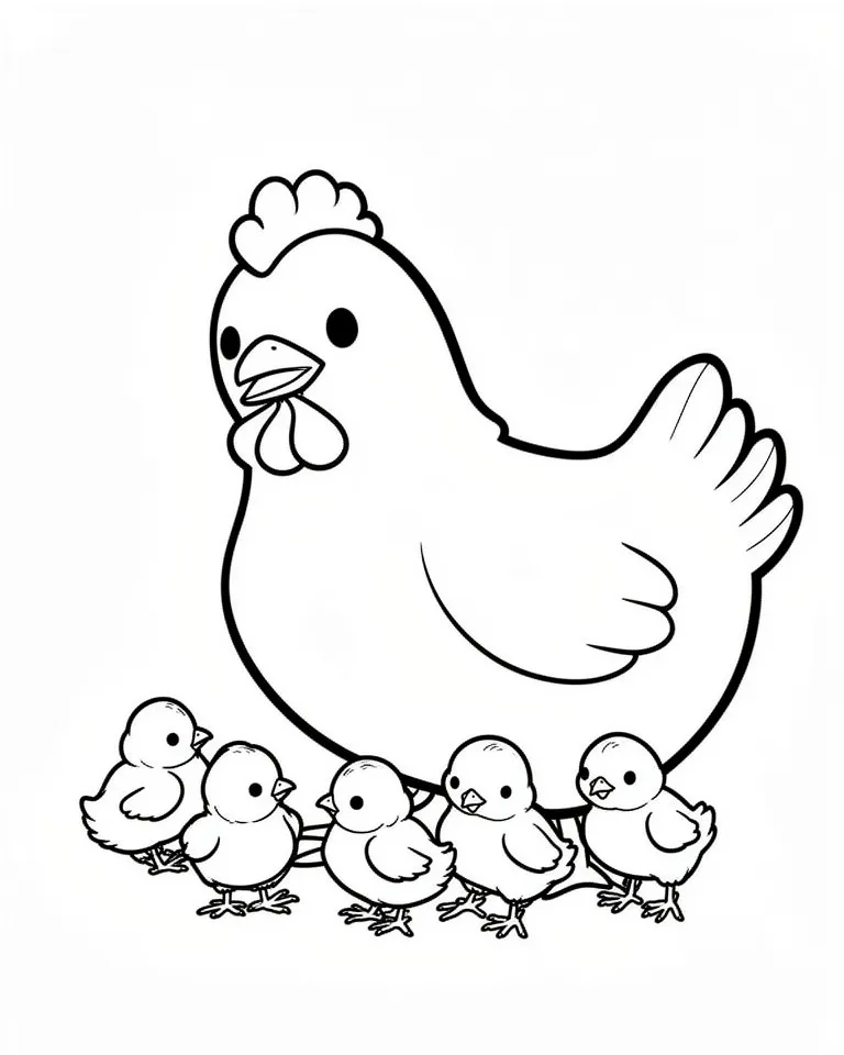 Курочка и маленькие цыплята