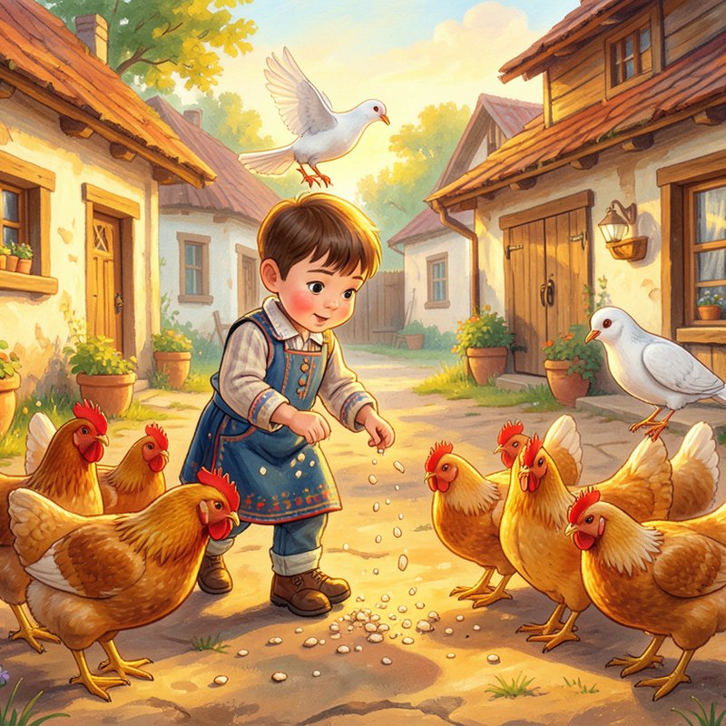 Куры и голубка