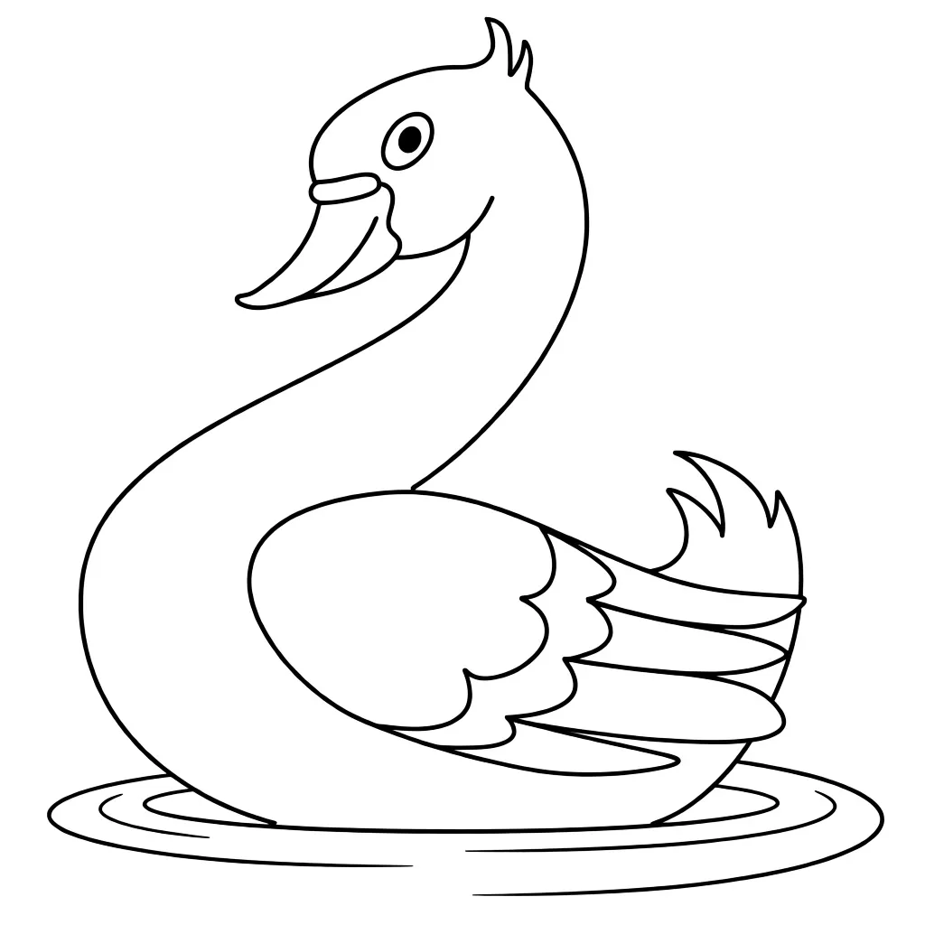 Лебедь плавает