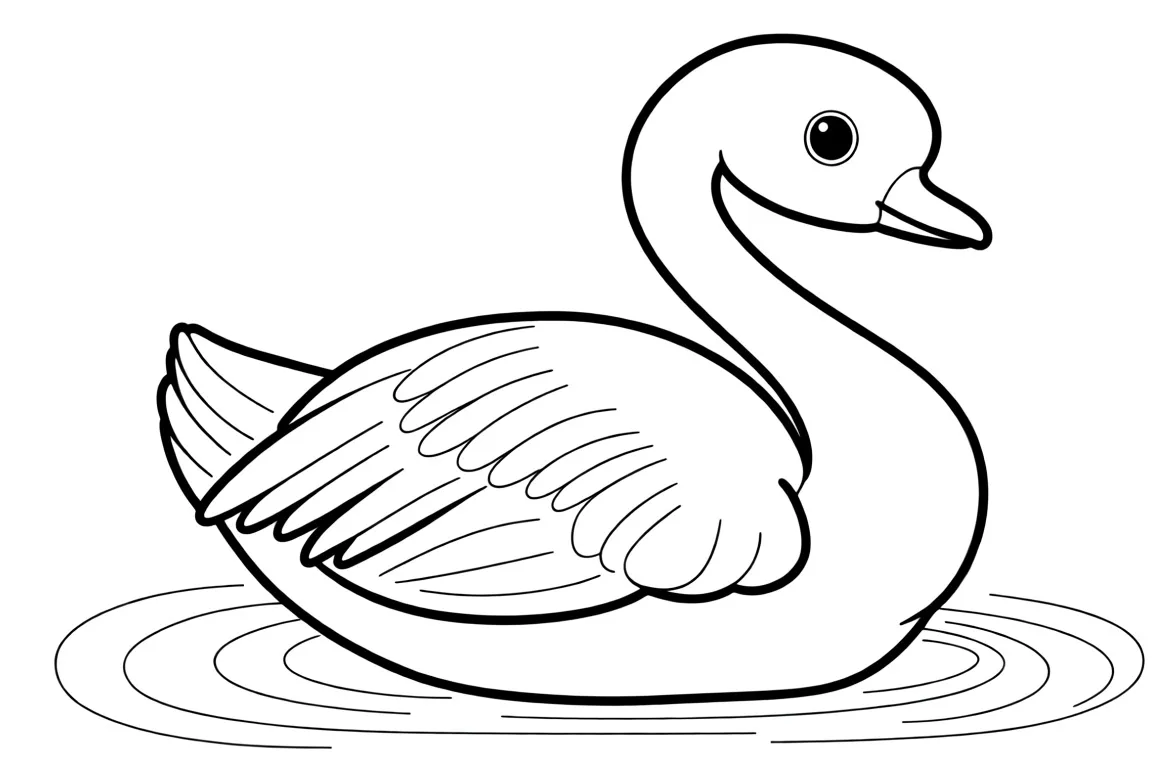 Лебедь в воде