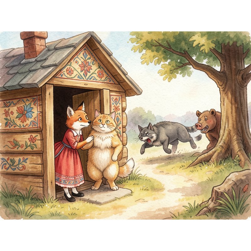 Лисичка, кот, волк, медведь и кабан