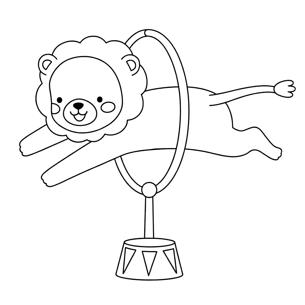 Лвёнок прыгает через кольцо