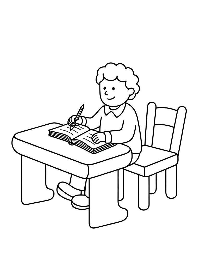Мальчик делает уроки