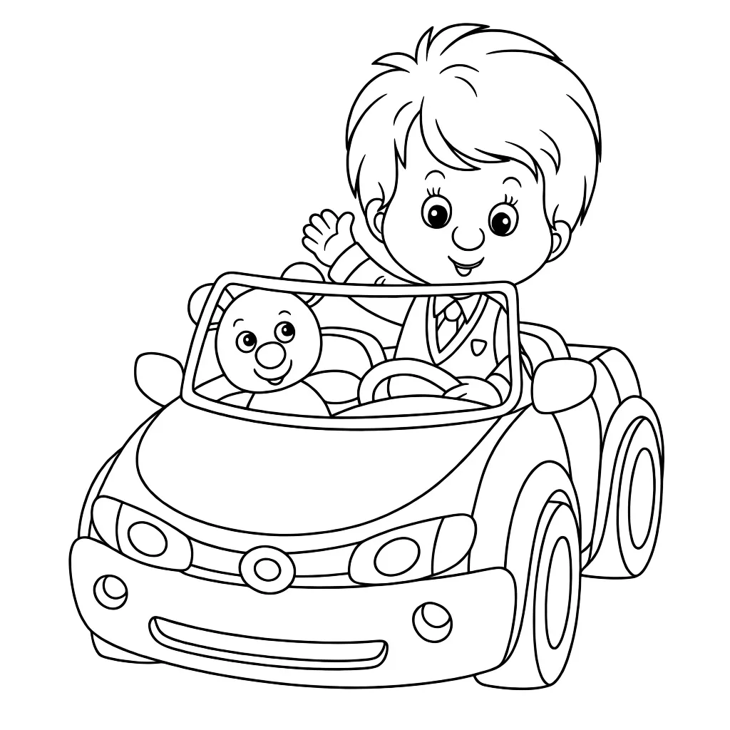 Мальчик на игрушечной машине