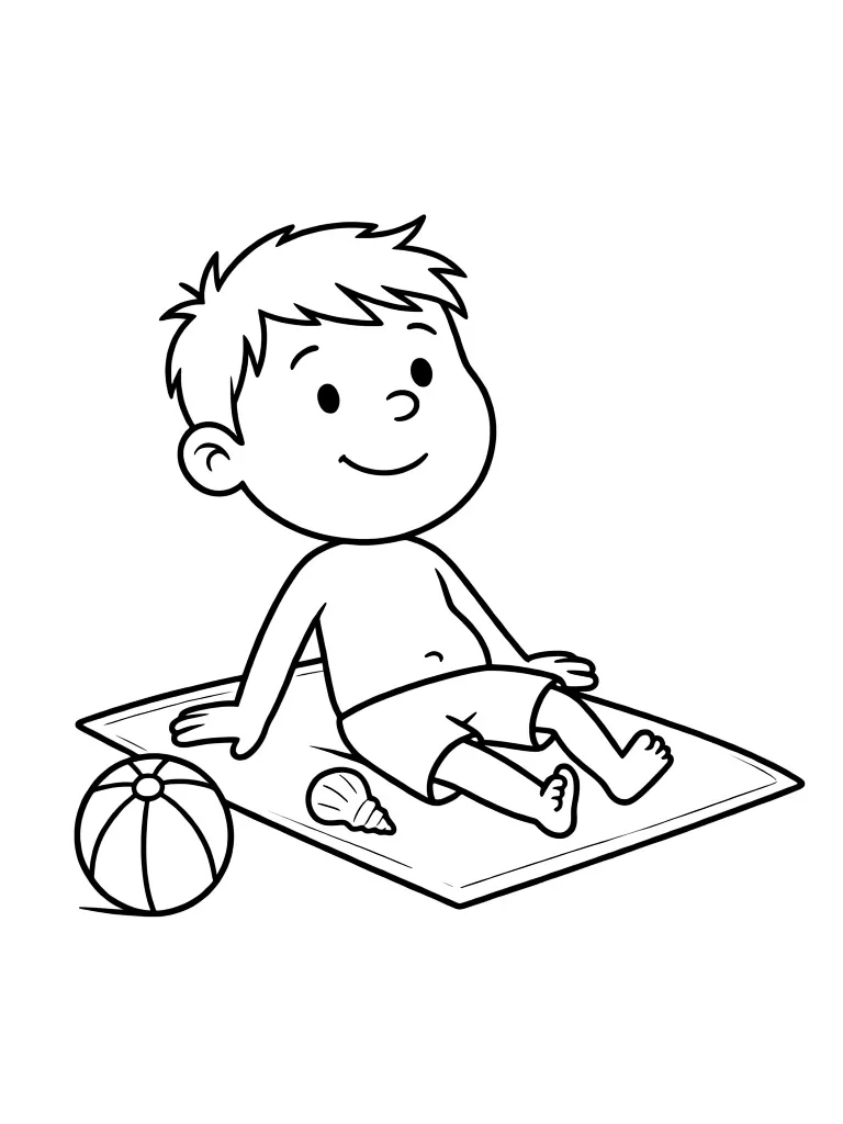 Мальчик отдыхает на пляже