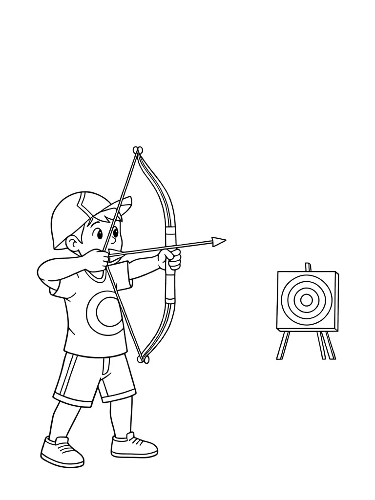 Мальчик стреляет из лука