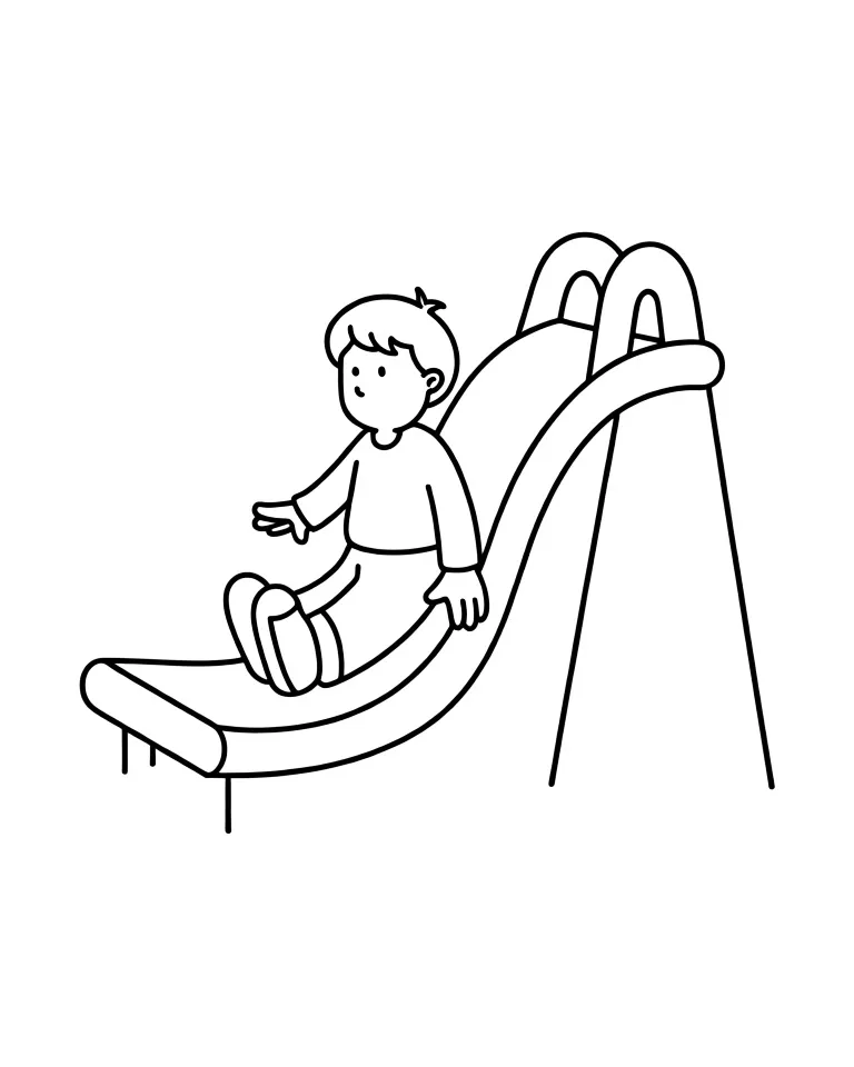 Мальчишка катится с горки