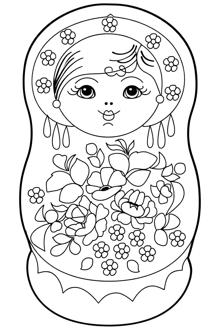 Матрешка с цветами