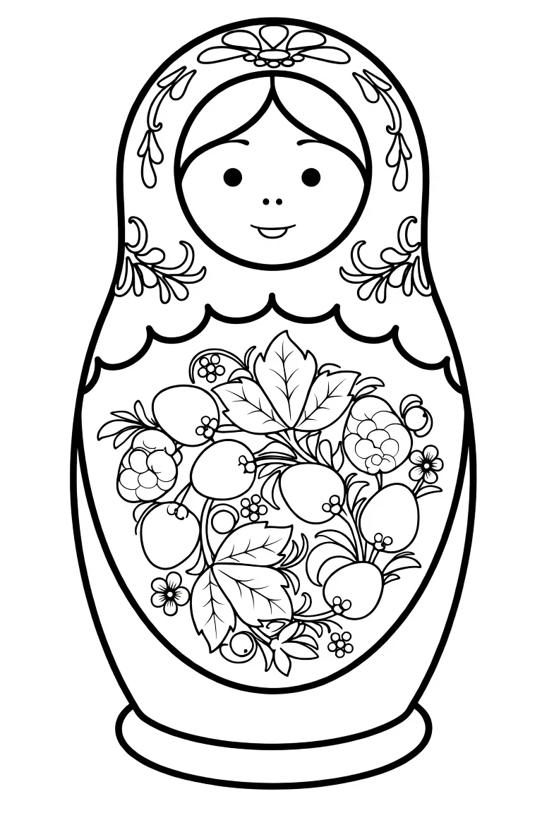 Матрешка в хохломской росписи