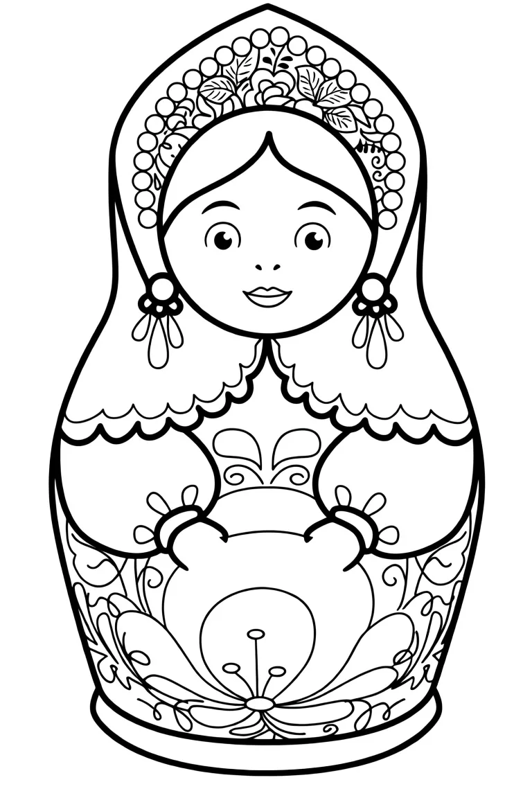 Матрешка в стиле гжель