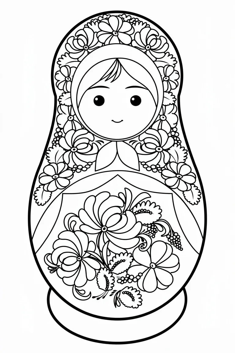 Матрешка в жостовской росписи