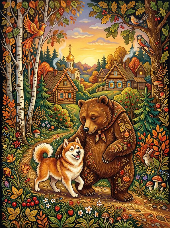 Медведь, собака и кошка