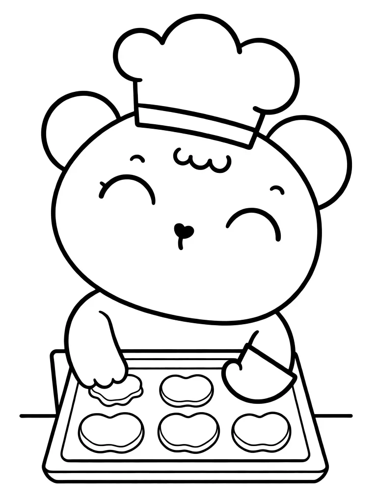 Медвежонок готовит печеньки
