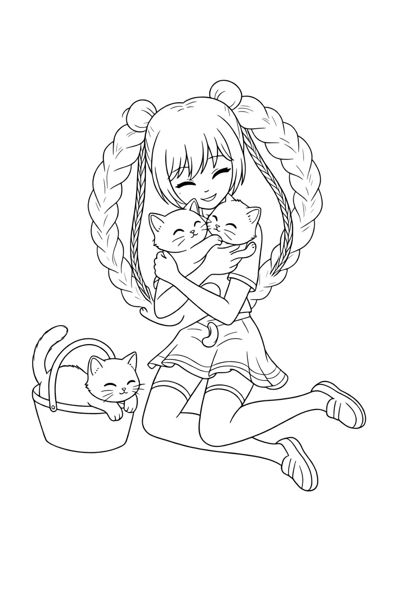 Милая девочка с котиком