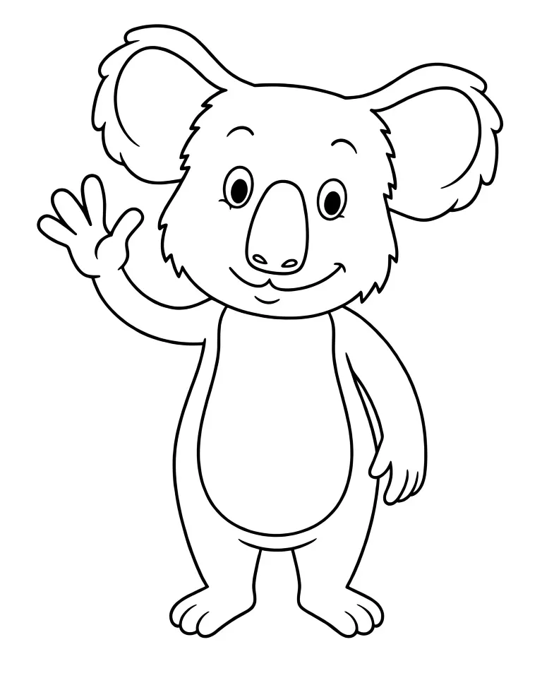 Милая коала машет