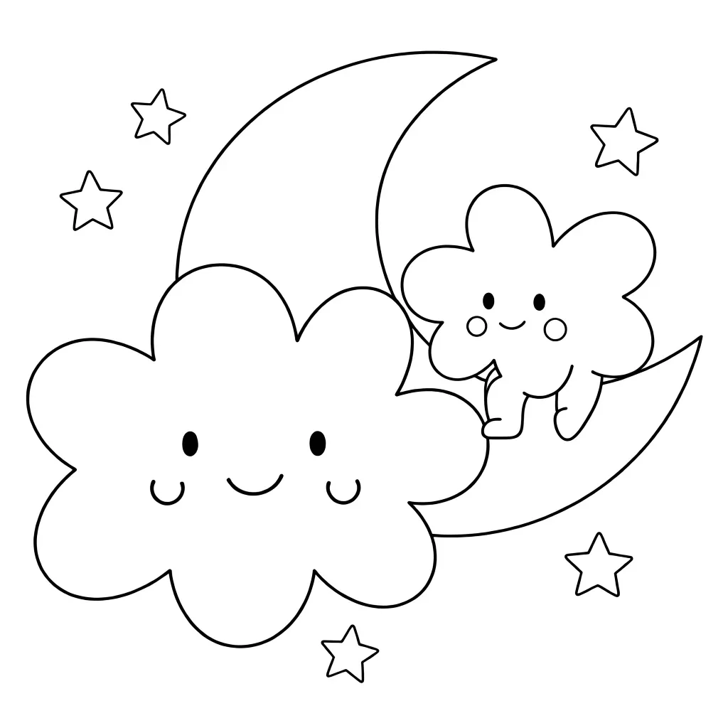 Милое облачко и месяц