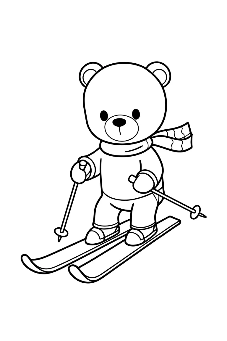 Миша на лыжах