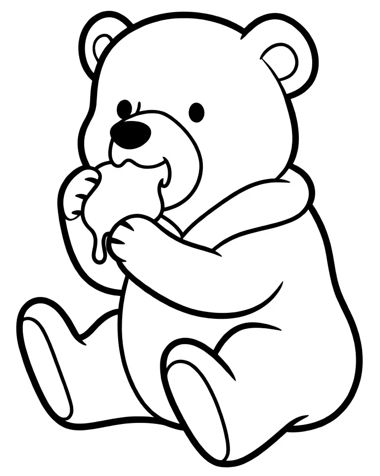 Мишка ест мёд