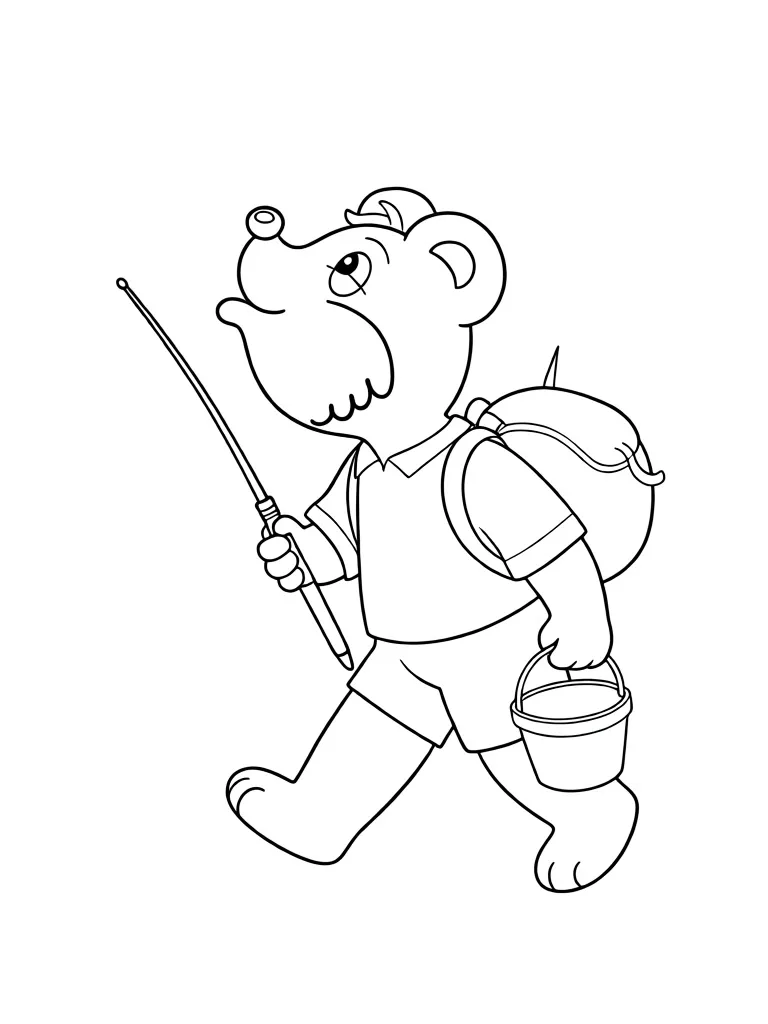 Мишка идет на рыбалку