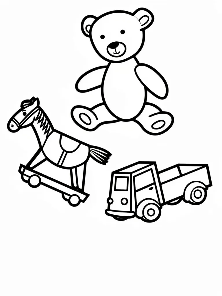 Мишка, машинка и лошадка