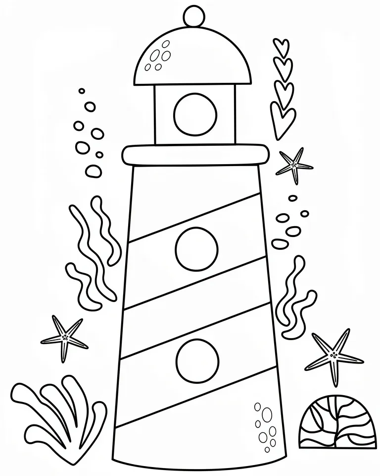 Морские звезды около маяка