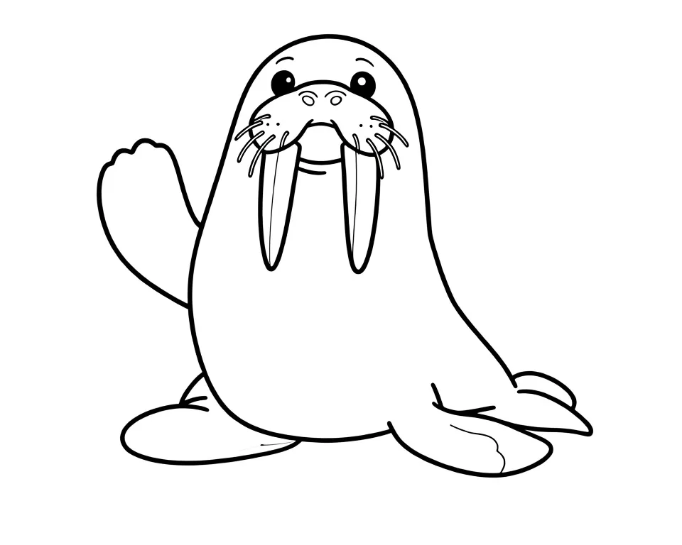 Морж с бивнями