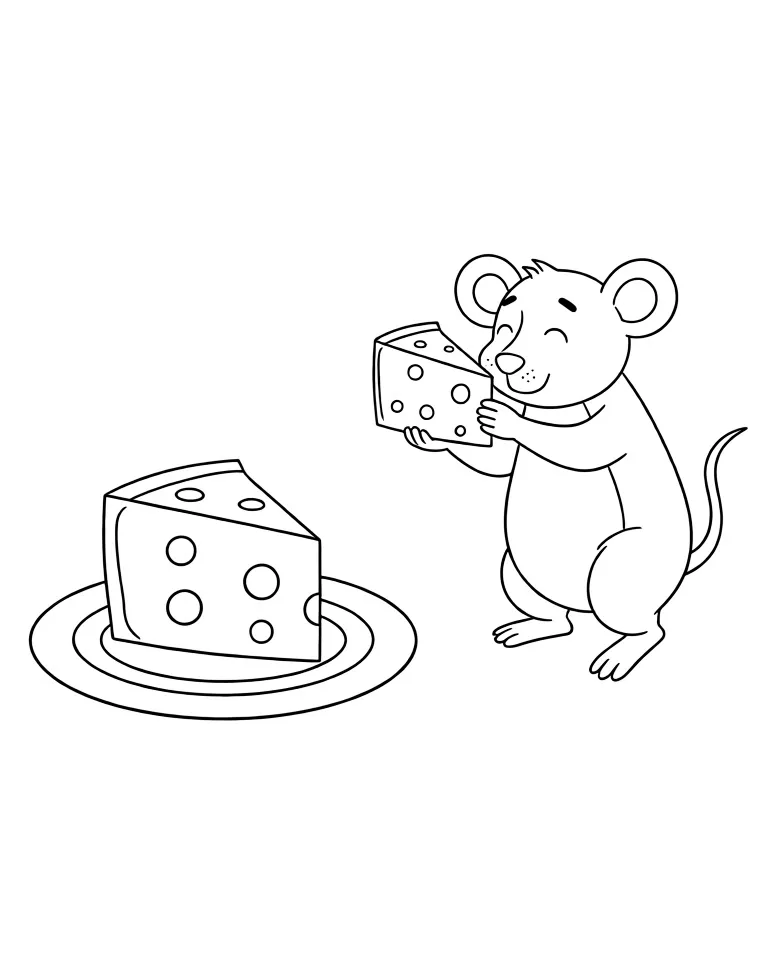 Мышка любуется сыром