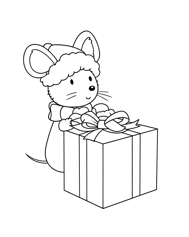 Мышка на новогоднем подарке