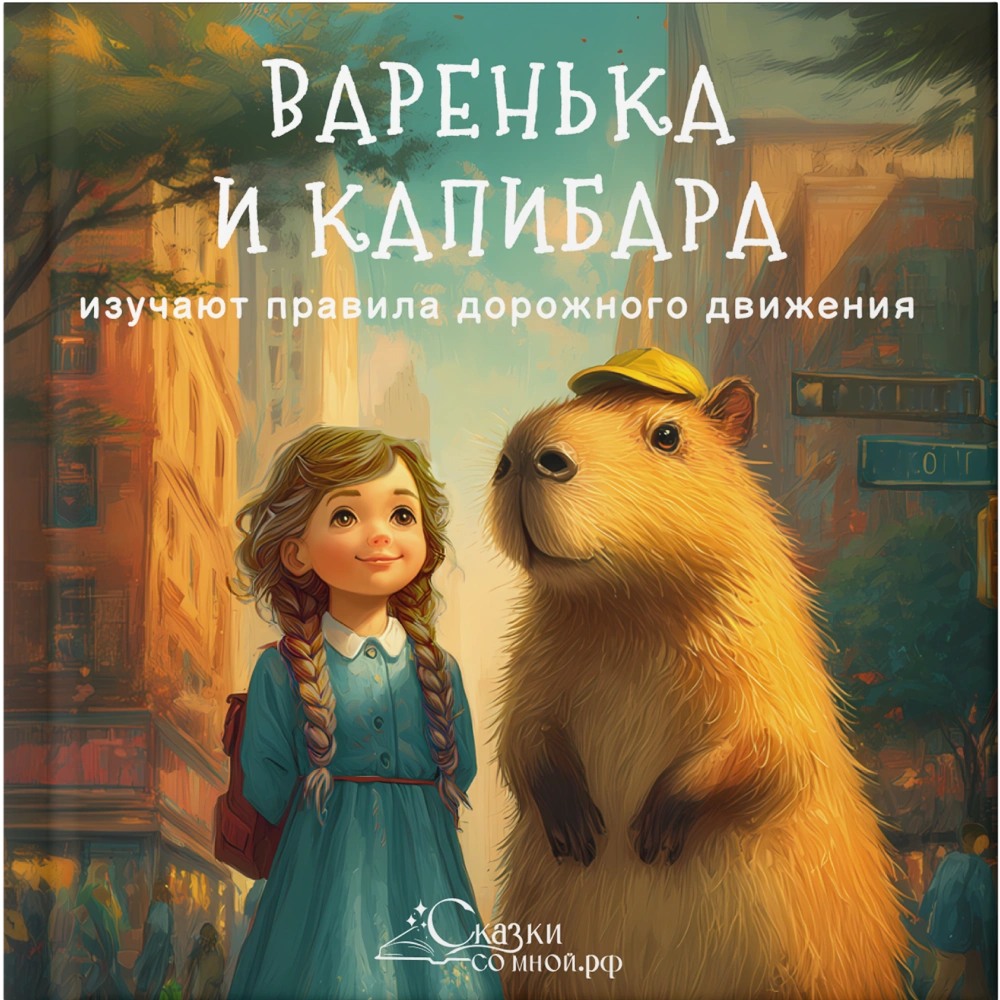 Девочка и капибара изучают правила дорожного движения