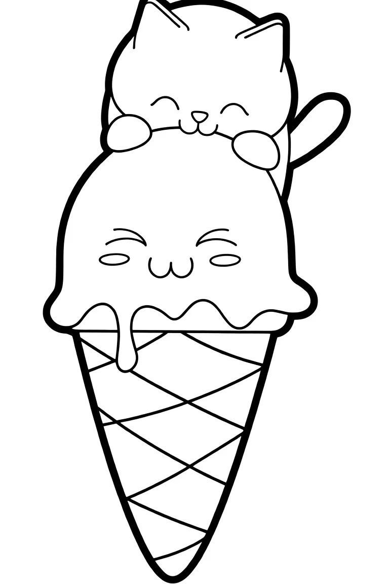 Няшный котик и мороженое