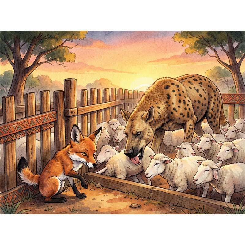 О том, как лиса обманула гиену