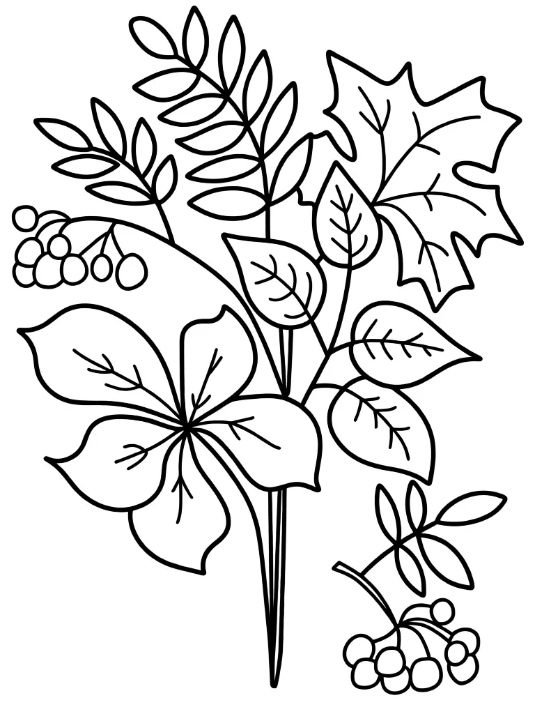 Осенние веточки с листьями