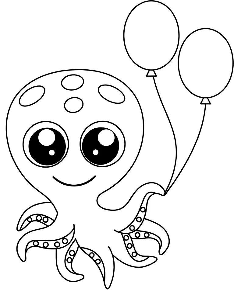 Осьминог держит шарики