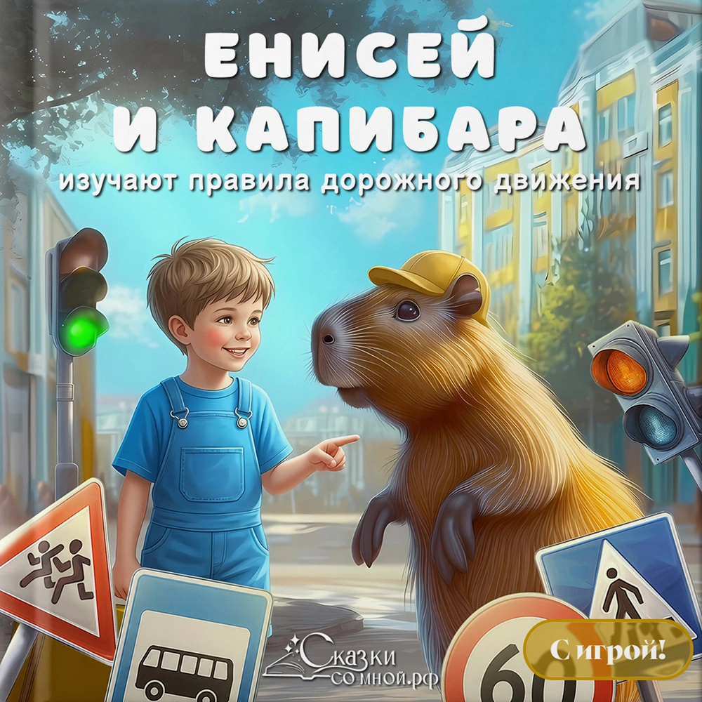 Книга «Мальчик и капибара изучают ПДД» (с игрой!) — фото 1