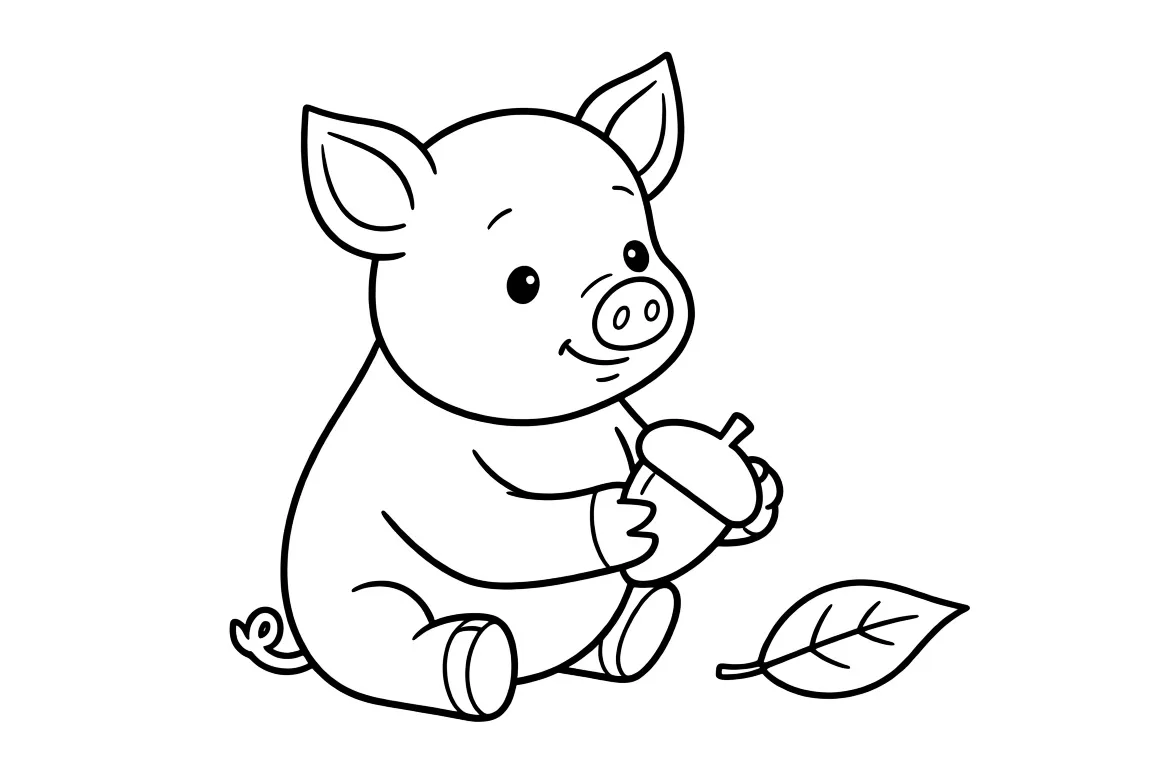 Поросенок нашел желудь