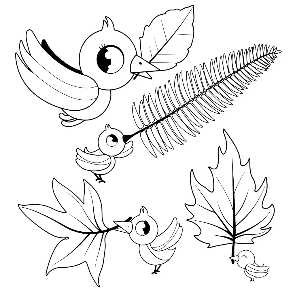 Птички и разные листики