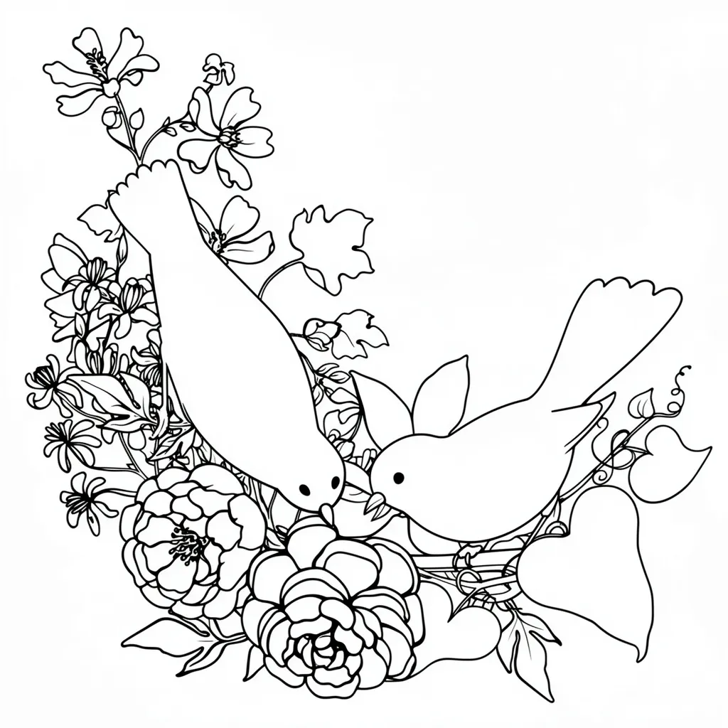 Птички на цветущей веточке